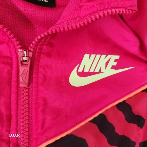 Nike Fireberry Jacket Girls Sz Small Pink Black Tiger Stripe Standard Fit Hooded - Picture 5 of 9